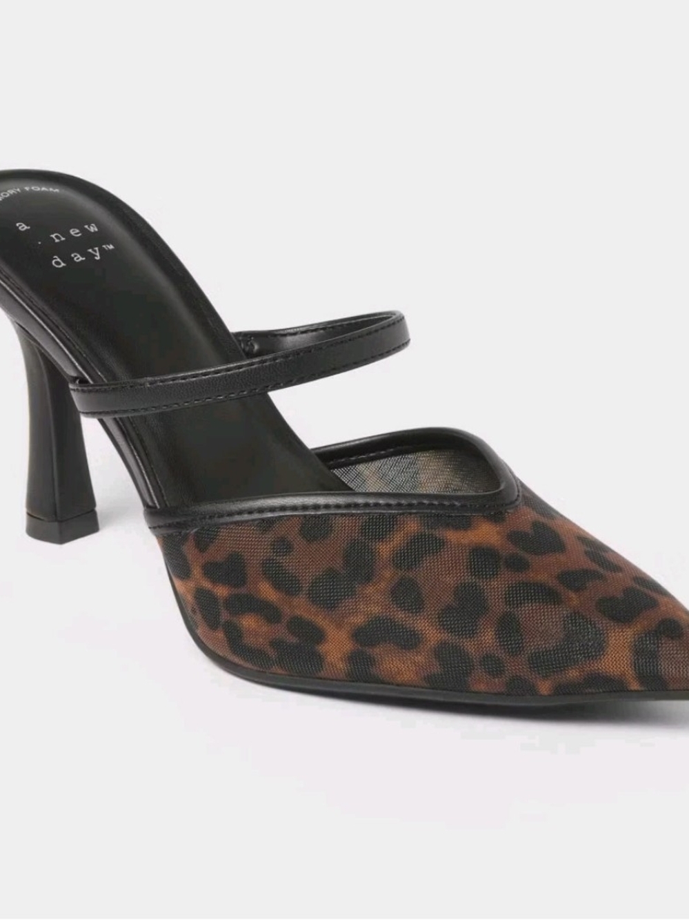 a new day Leopard Mesh Pointed-Toe Mule with Black Strap